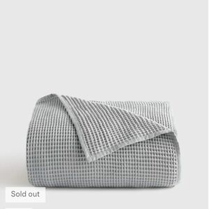 Quince Organic Cotton Waffle Throw In Fog 70 X 50" NEW